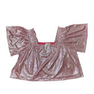 Queen of Sparkles Pink Silver Pebble Flutter‎ Top Women’s Size Small